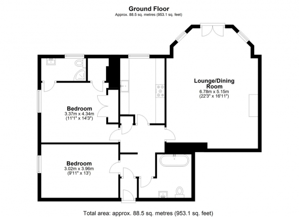 Floor Plan Image for 2 Bedroom Apartment for Sale in Ware Park, Ware