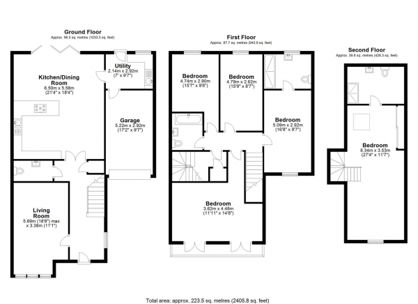 Floor Plan for 5 Bedroom Semi-Detached House for Sale in Butterwick Way, Welwyn, AL6, 9GH -  &pound875,000