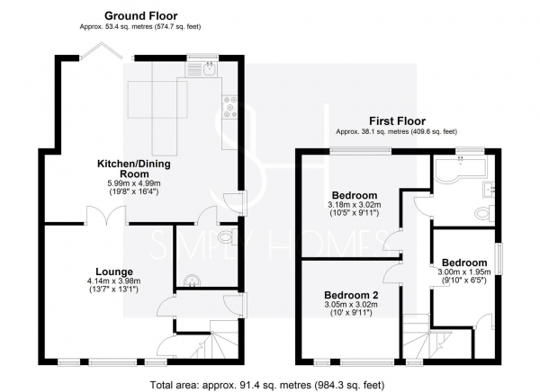 Floor Plan Image for 3 Bedroom Semi-Detached House for Sale in Cranborne Close, Hertford