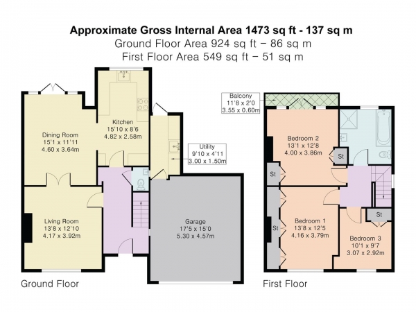 Floor Plan Image for 3 Bedroom Semi-Detached House for Sale in Stafford Drive, Broxbourne