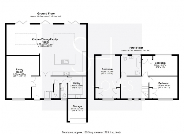 Floor Plan Image for 3 Bedroom Detached House for Sale in Newgate Street Village, Newgate Street