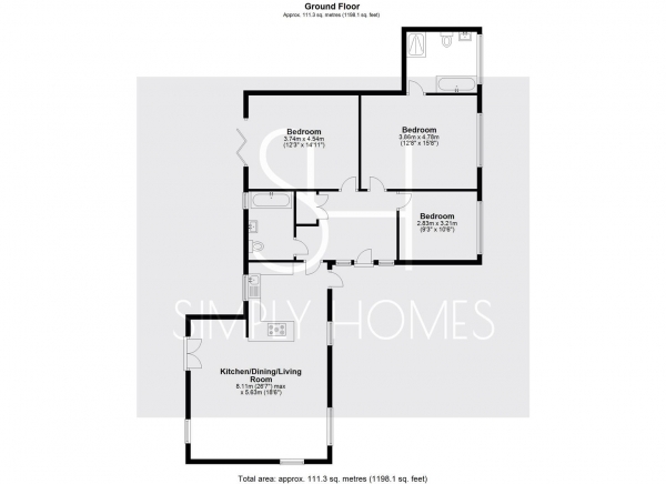 Floor Plan Image for 3 Bedroom Semi-Detached Bungalow for Sale in Forest Hall Road, Stansted