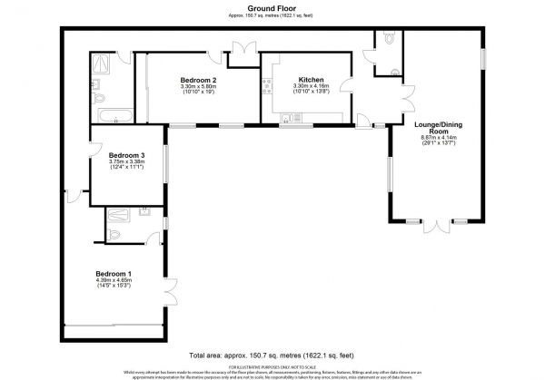 Floor Plan Image for 3 Bedroom Semi-Detached Bungalow for Sale in Hertford Road, Digswell