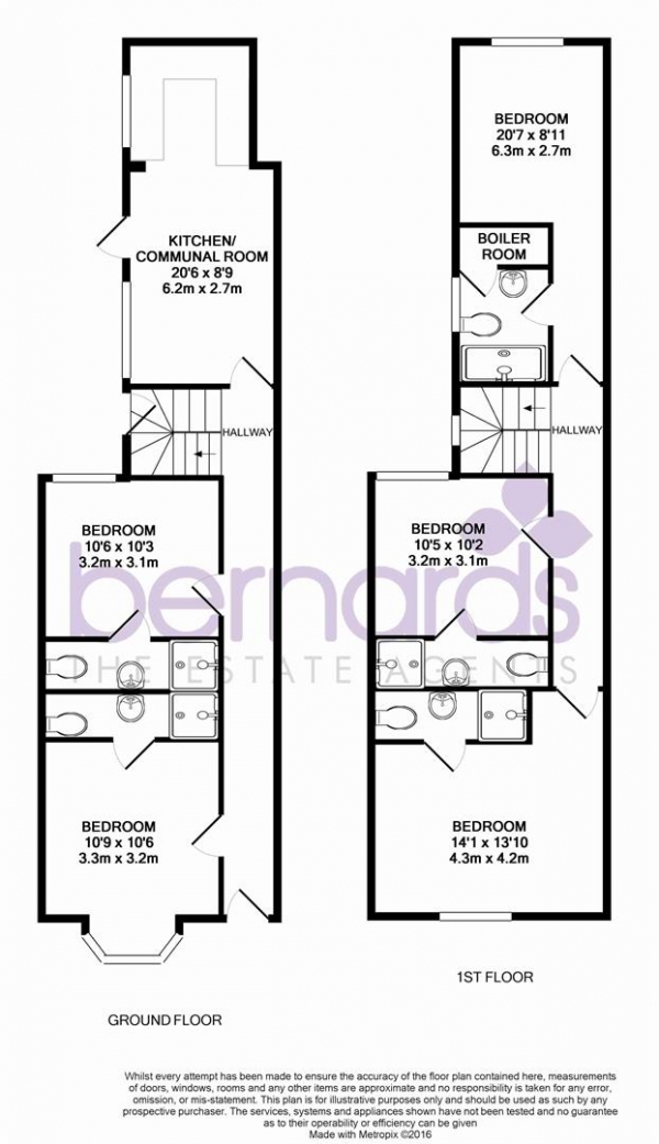 Floor Plan Image for 5 Bedroom Terraced House to Rent in FIVE BEDROOM, FIVE EN SUITES STUDENT HOUSE
