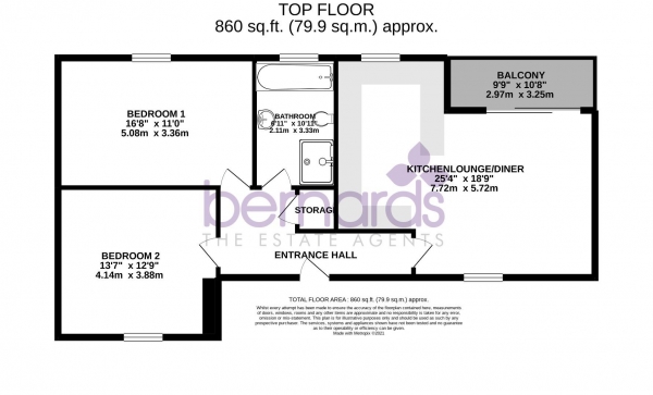 Floor Plan Image for 2 Bedroom Flat to Rent in Clarendon Road, Southsea