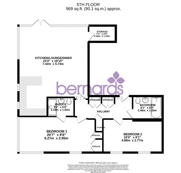 Floor Plan Image for 2 Bedroom Flat to Rent in Admiralty Road, Portsmouth