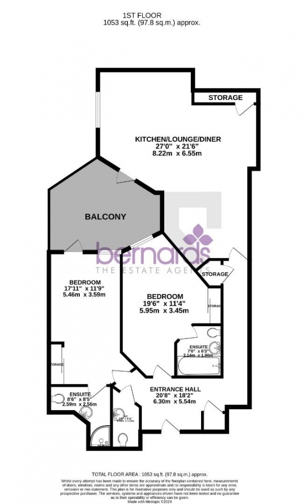 Floor Plan Image for 2 Bedroom Apartment for Sale in Gunwharf Quays, Portsmouth