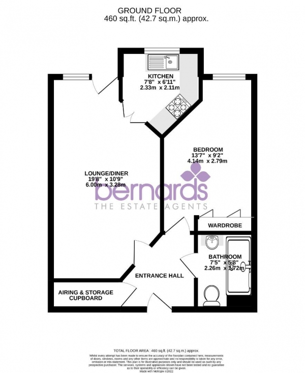 Floor Plan Image for 1 Bedroom Retirement Property for Sale in Queens Crescent, Southsea