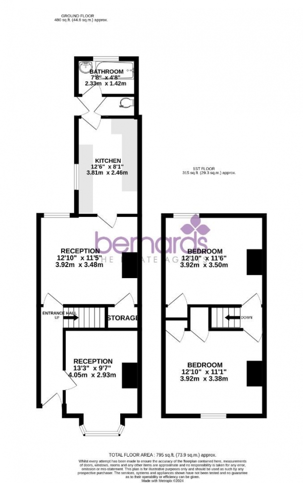 Floor Plan Image for 2 Bedroom Terraced House for Sale in Suffolk Road, Southsea