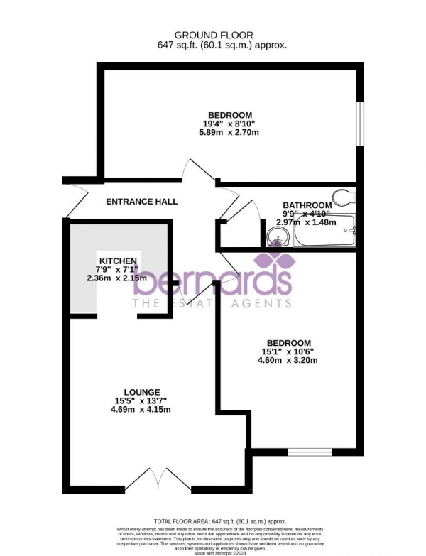 Floor Plan Image for 2 Bedroom Flat for Sale in Henderson Road, Southsea