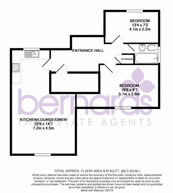 Floor Plan Image for 2 Bedroom Flat for Sale in Dunbar Road, Southsea