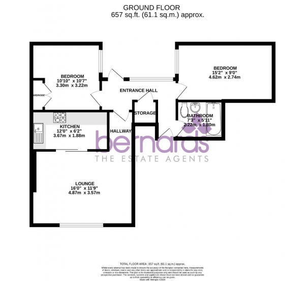 Floor Plan Image for 2 Bedroom Flat for Sale in Elphinstone Road, Southsea