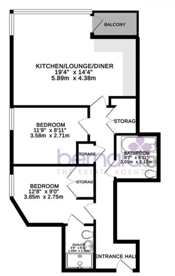 Floor Plan Image for 2 Bedroom Flat to Rent in Admiralty Road, Portsmouth