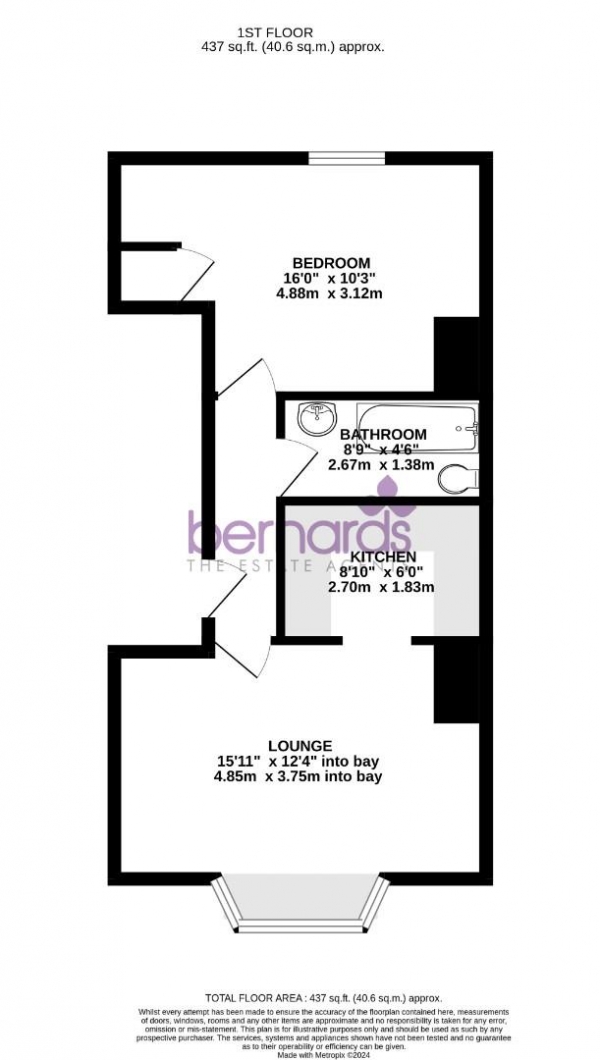 Floor Plan Image for 1 Bedroom Flat for Sale in Elm Grove, Southsea