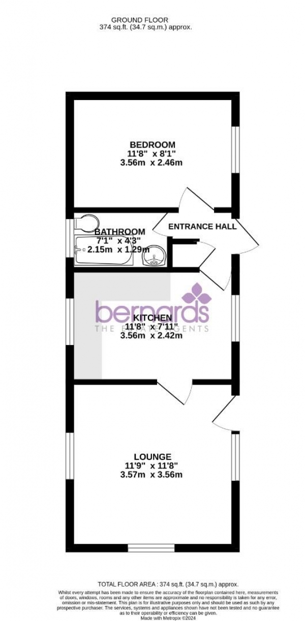 Floor Plan Image for 1 Bedroom Park Home for Sale in Henderson Park, Southsea