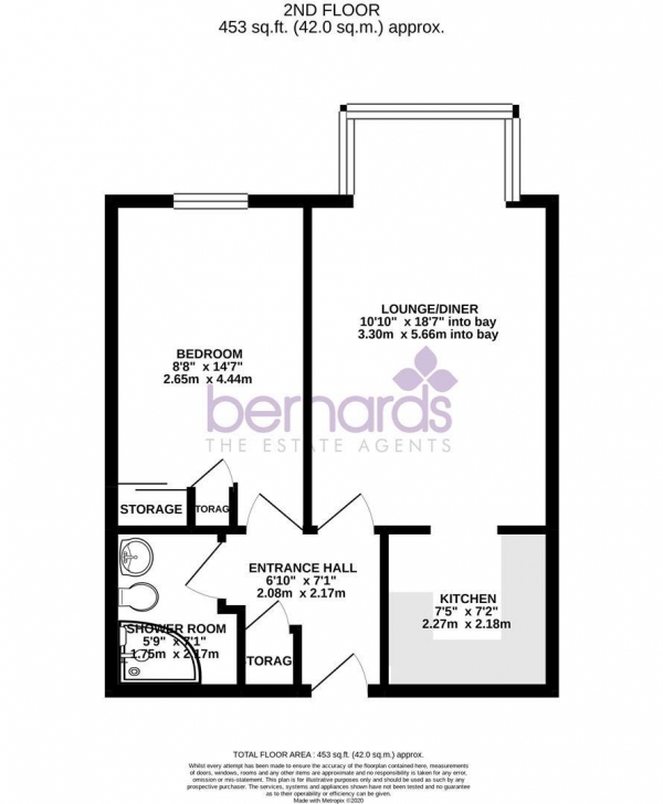 Floor Plan for 1 Bedroom Flat for Sale in Hamilton Court, Ashby Place, PO5, 3NP - Guide Price &pound175,000