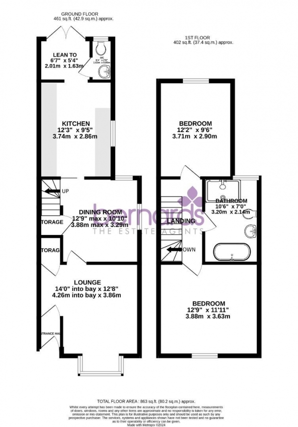 Floor Plan Image for 2 Bedroom End of Terrace House for Sale in Shelford Road, Southsea