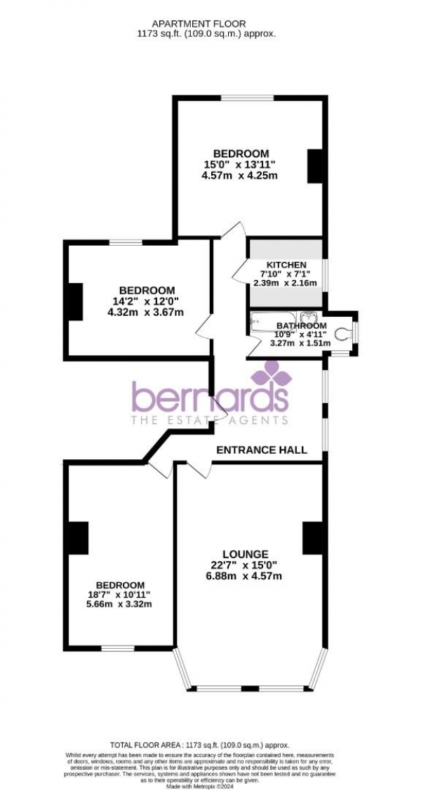 Floor Plan for 3 Bedroom Apartment to Rent in St. Helens Parade, Southsea, PO4, 0RP - £415 pw | £1800 pcm