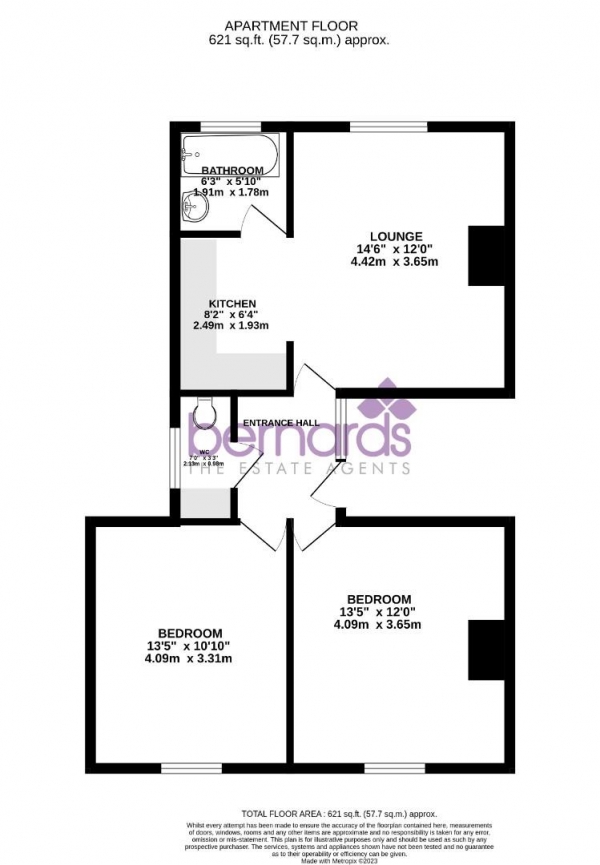 Floor Plan Image for 2 Bedroom Flat to Rent in Elphinstone Road, Southsea