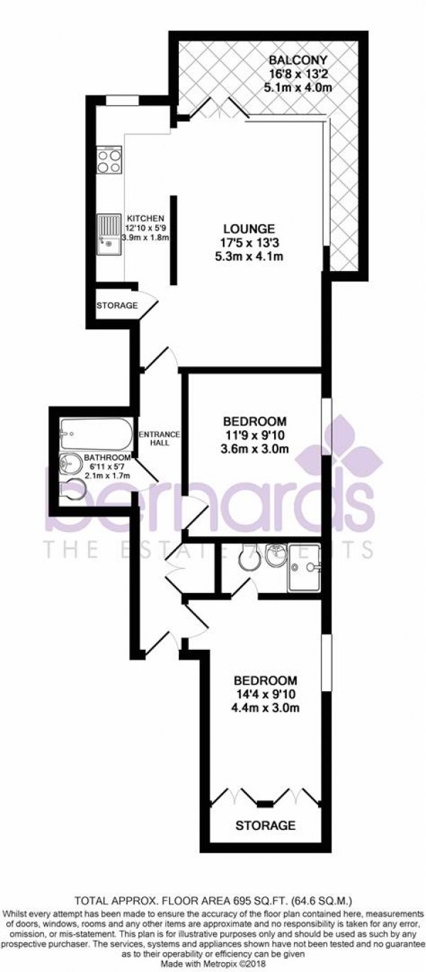 Floor Plan for 2 Bedroom Penthouse to Rent in Ramillies House, Cross Street, Portsmouth, PO1, 3GH - £369 pw | £1600 pcm