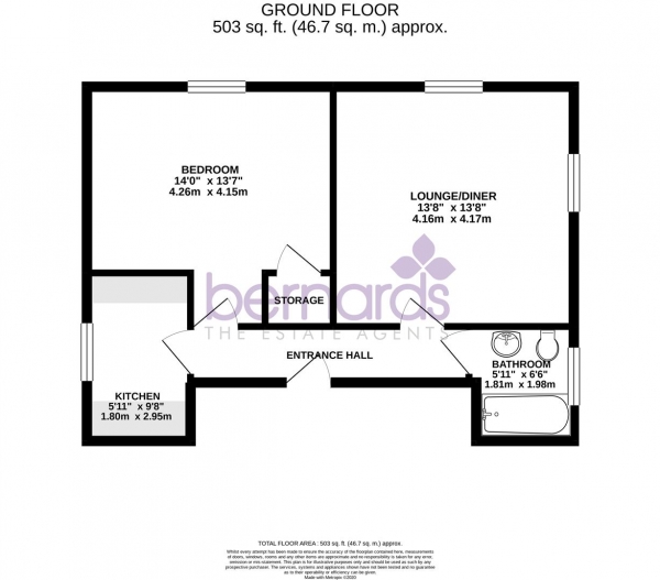 Floor Plan for 1 Bedroom Flat to Rent in South Parade, Southsea, PO4, 0SH - £231 pw | £1000 pcm