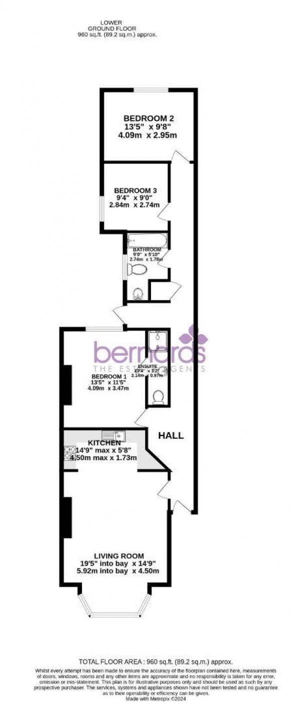 Floor Plan Image for 3 Bedroom Flat for Sale in Clarence Parade, Southsea