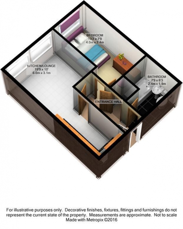 Floor Plan for 1 Bedroom Flat to Rent in Enterprise House Portsmouth Hampshire, PO1, 2RX - £202 pw | £875 pcm