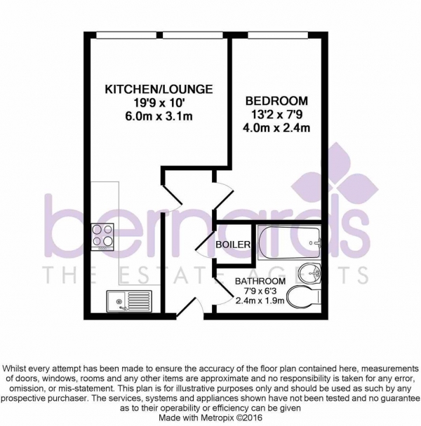 Floor Plan for 1 Bedroom Flat to Rent in Enterprise House Portsmouth Hampshire, PO1, 2RX - £202 pw | £875 pcm