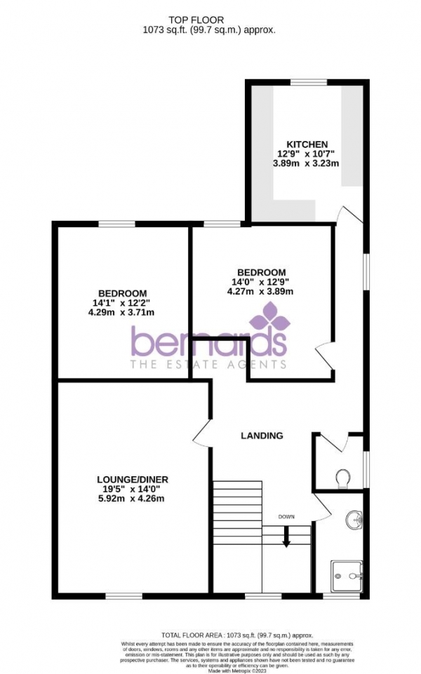 Floor Plan Image for 2 Bedroom Flat to Rent in Lennox Road South, Southsea