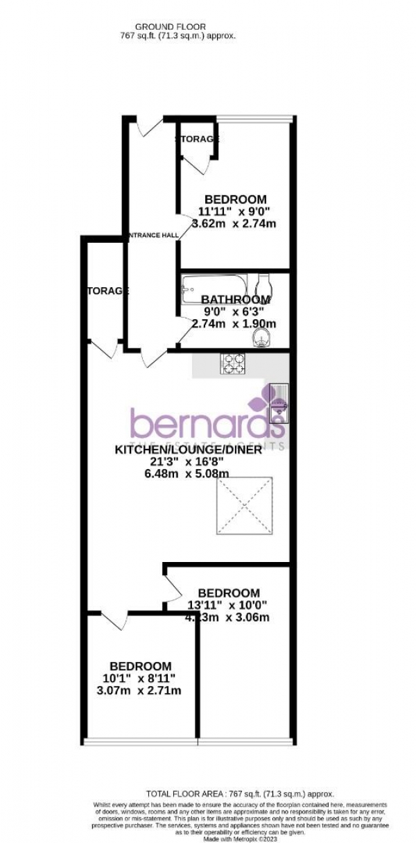 Floor Plan for 3 Bedroom Flat to Rent in Milton Road, Southsea, PO4, 8PH - £312 pw | £1350 pcm