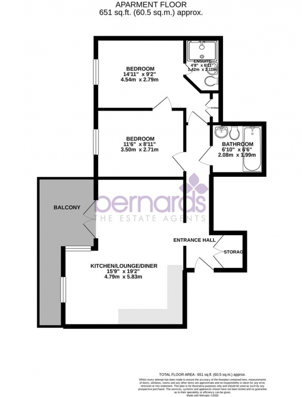 Floor Plan Image for 2 Bedroom Flat to Rent in Cross Street, Portsmouth