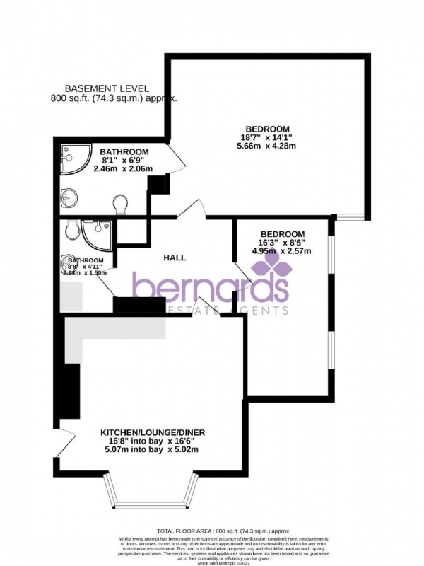 Floor Plan for 2 Bedroom Flat to Rent in Festing Road, Southsea, PO4, 0NQ - £277 pw | £1200 pcm