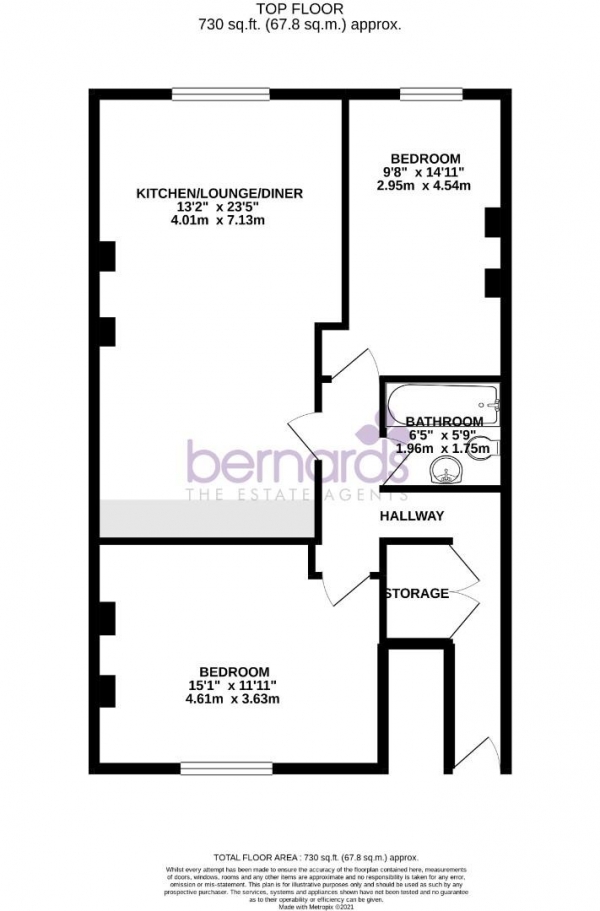 Floor Plan Image for 2 Bedroom Flat for Sale in Clarendon Road, Southsea