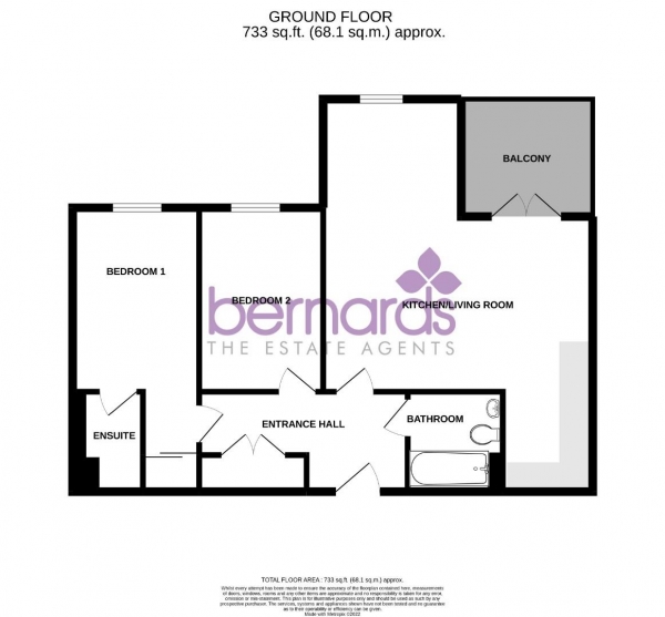 Floor Plan Image for 2 Bedroom Flat for Sale in Pennant House, Cross Street, Portsmouth