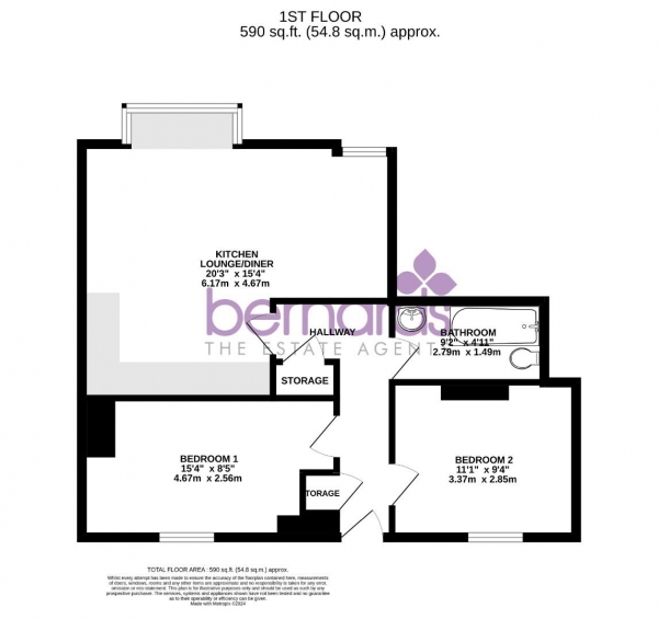 Floor Plan Image for 2 Bedroom Flat for Sale in Warblington Street