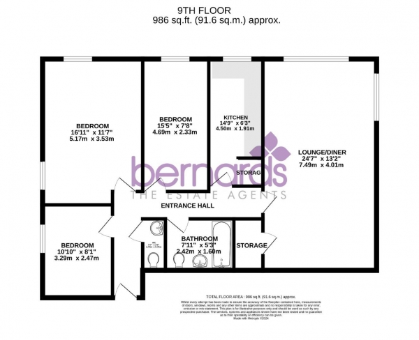 Floor Plan Image for 3 Bedroom Flat for Sale in Clarendon Road, Southsea