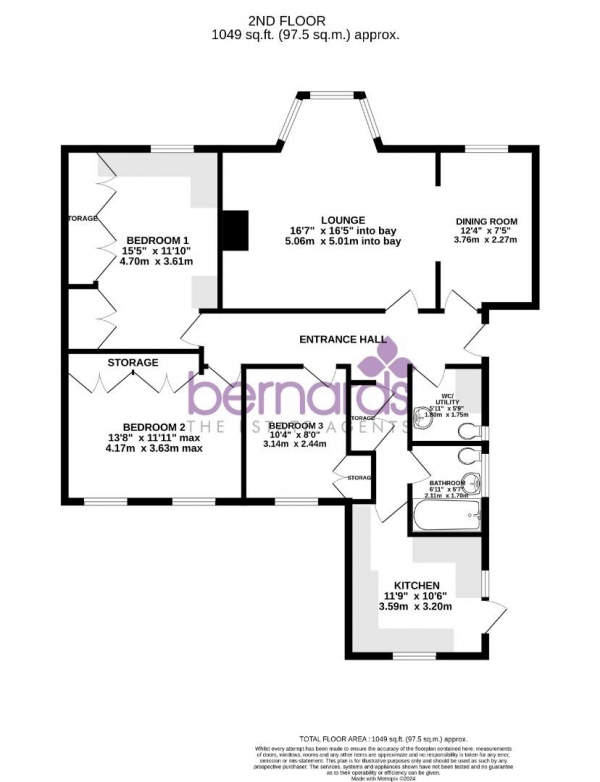 Floor Plan Image for 3 Bedroom Flat for Sale in St. Helens Parade, Southsea