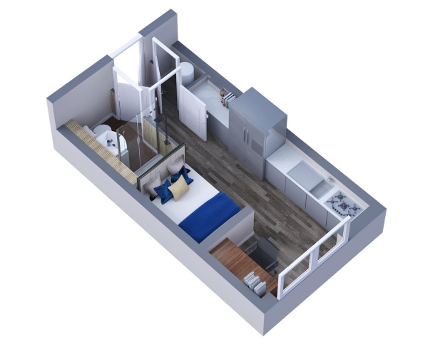 Floor Plan Image for 1 Bedroom Studio to Rent in Brunel House, The Hard, Portsmouth