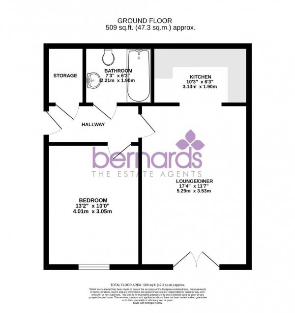 Floor Plan Image for 1 Bedroom Flat for Sale in Lion House, Lion Terrace, Portsmouth