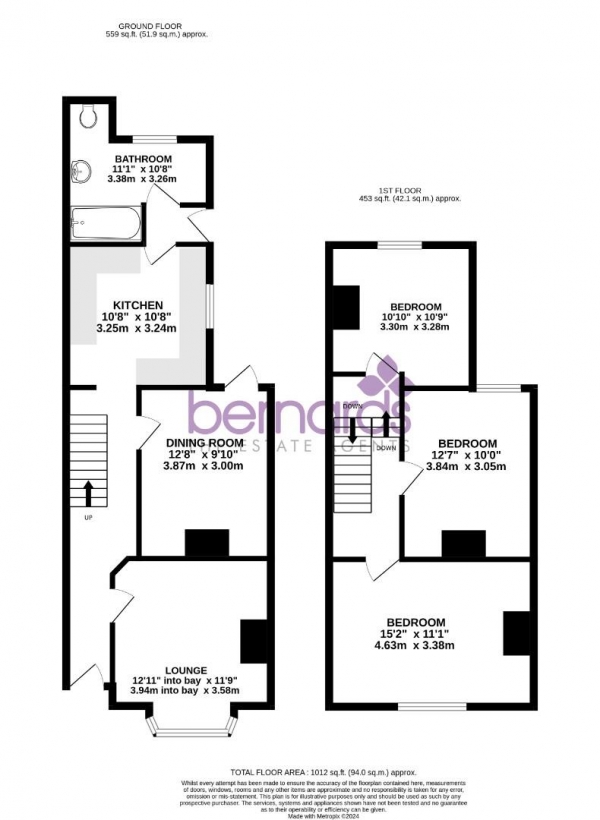 Floor Plan Image for 3 Bedroom Terraced House to Rent in Reginald Road, Southsea