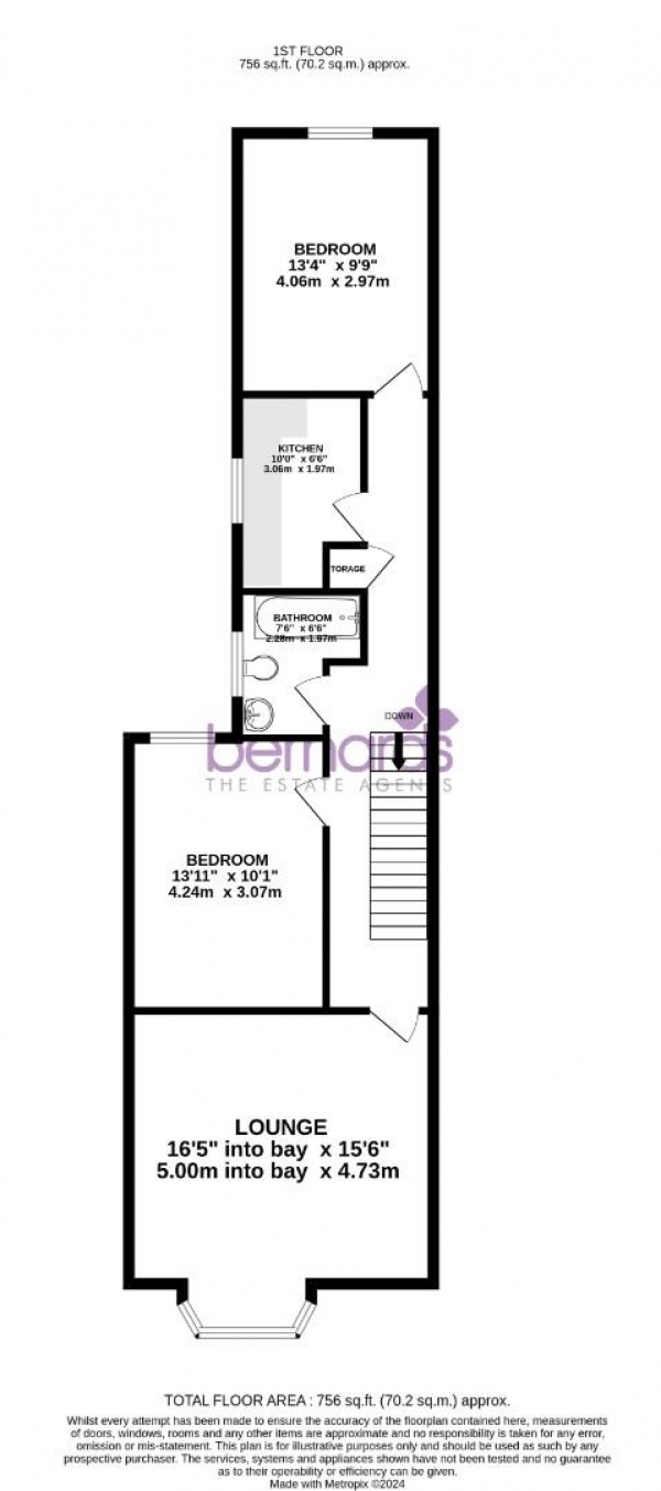 Floor Plan Image for 2 Bedroom Flat for Sale in Granada Road, Southsea