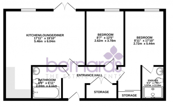 Floor Plan Image for 2 Bedroom Flat for Sale in Cross Street, Portsmouth