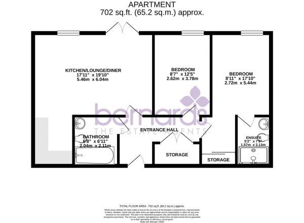 Floor Plan Image for 2 Bedroom Flat to Rent in Pennant House, Cross Street, Portsmouth