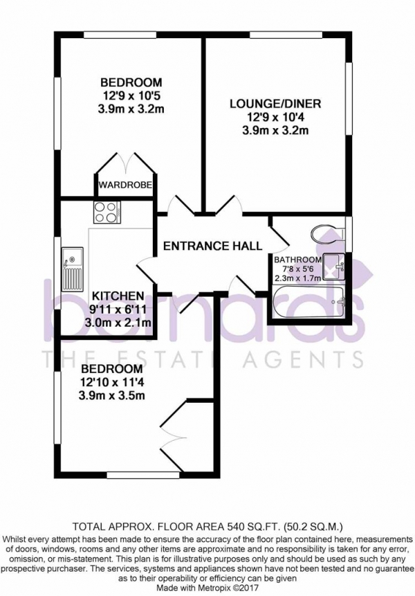 Floor Plan Image for 2 Bedroom Flat to Rent in St. Helens Parade, Southsea