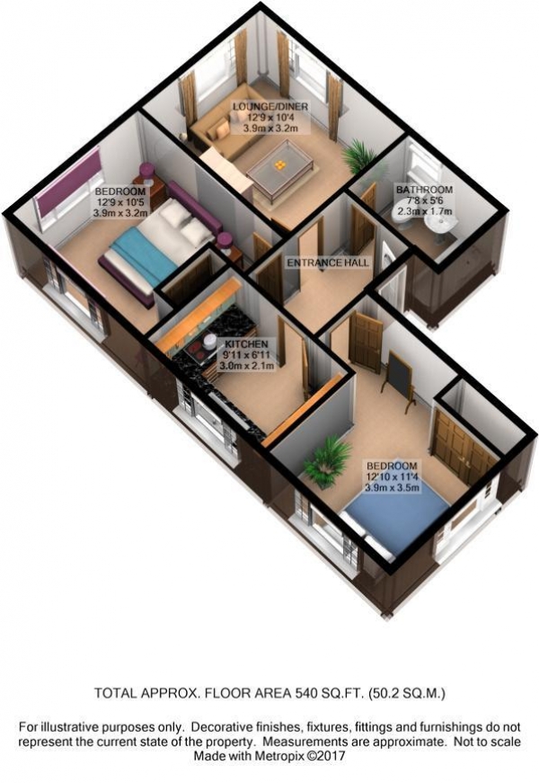 Floor Plan Image for 2 Bedroom Flat to Rent in St. Helens Parade, Southsea