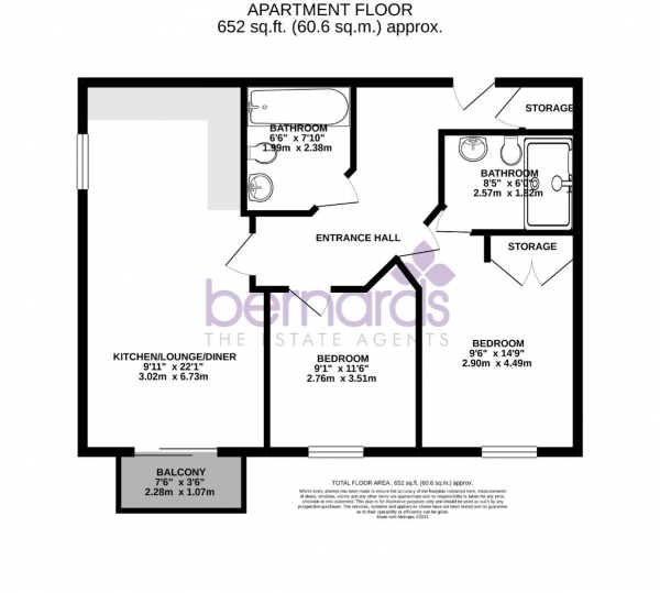 Floor Plan Image for 2 Bedroom Flat to Rent in Fratton Way, Southsea