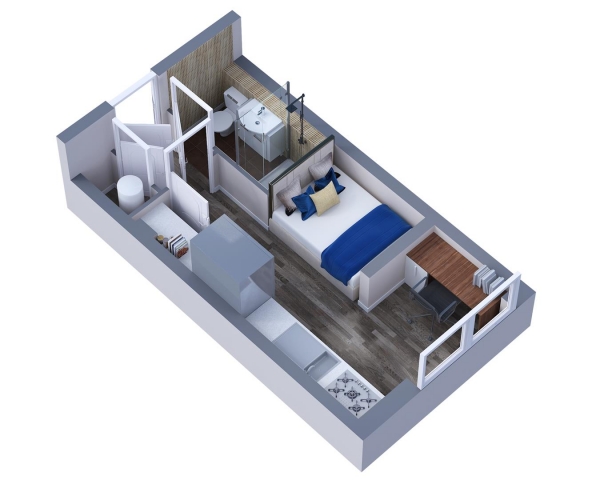 Floor Plan Image for 1 Bedroom Studio to Rent in Brunel House, The Hard, Portsmouth