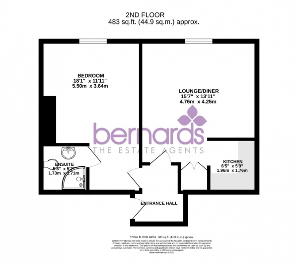 Floor Plan Image for 1 Bedroom Flat to Rent in Sandringham Apartments, Osborne Road, Southsea