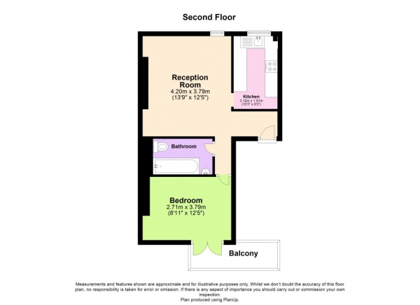 Floor Plan Image for 1 Bedroom Flat to Rent in STUNNING FLAT NEAR THE HEATH & VILLAGE