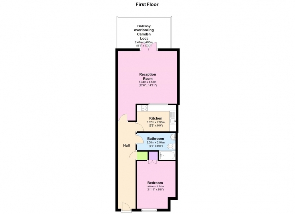 Floor Plan Image for 1 Bedroom Property to Rent in ONE BED FLAT WITH STUNNING VIEWS OF CAMDEN LOCK